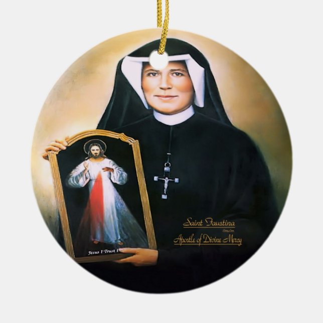 Saint Faustina, Divine Mercy Ceramic Tree Decoration (Front)