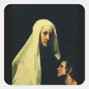 Saint Frances of Rome Guardian Angel Fine Art Square Sticker