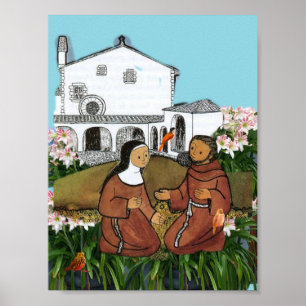 Saint Francis and Saint Clare of Assisi Card Poster