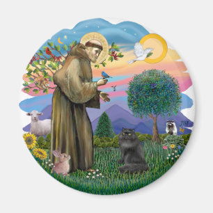 Saint Francis - Black Persian Cat Magnet