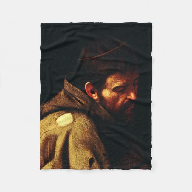Saint Francis by Caravaggio Baroque Masterpiece Fleece Blanket (Front)