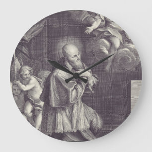 Saint Francis de Sales Black and White Art Large Clock