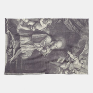 Saint Francis de Sales Black and White Art Tea Towel