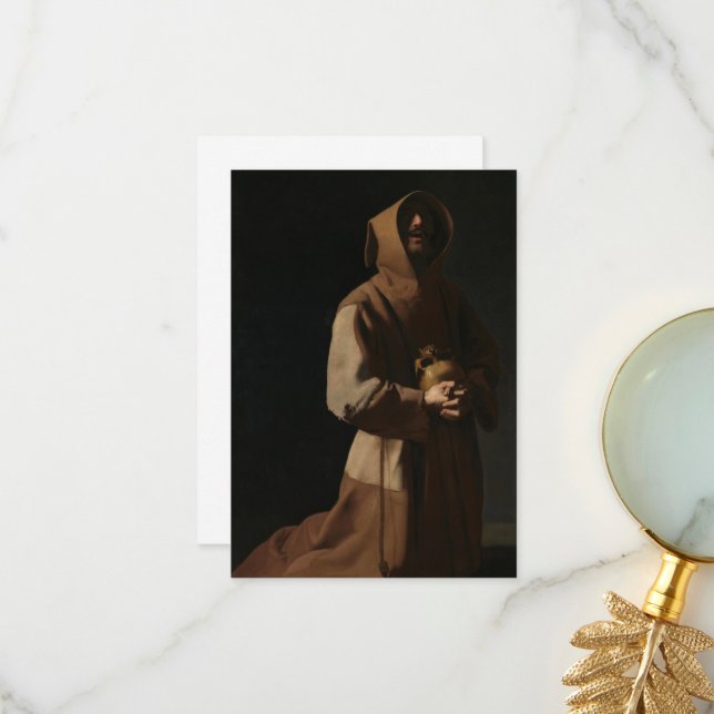 Saint Francis in Meditation by Francisco Zurbaran Thank You Card (Front/Back In Situ)