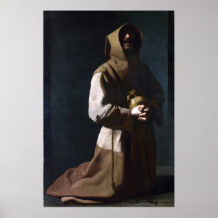 Saint Francis in Meditation (Zurbaran 1635) Poster