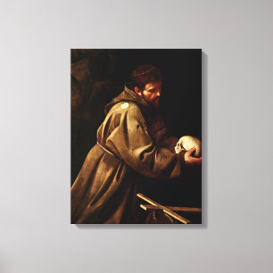 Saint Francis in Prayer (Christian) (Caravaggio) Canvas Print