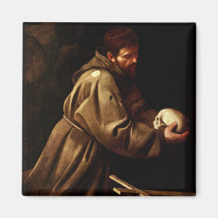 Saint Francis in Prayer (Christian) (Caravaggio) Magnet