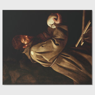 Saint Francis in Prayer (Christian) (Caravaggio) Wrapping Paper