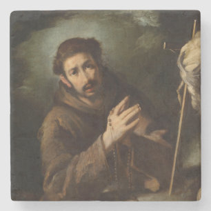 Saint Francis in Prayer (Christian Faith) Stone Coaster
