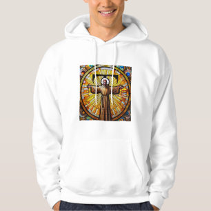 Saint Francis of Assisi as a Franciscan Tau 3 Hoodie