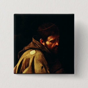 Saint Francis of Assisi by Caravaggio Baroque Art 15 Cm Square Badge