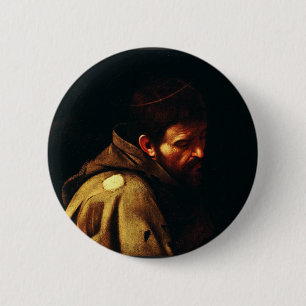 Saint Francis of Assisi by Caravaggio Baroque Art 6 Cm Round Badge