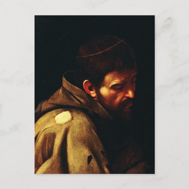 Saint Francis of Assisi by Caravaggio Baroque Art Postcard (Front)