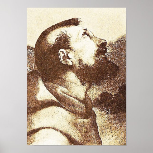 Saint Francis of Assisi detail in Raphael painting Poster (Front)