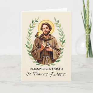Saint Francis of Assisi Feast Day Blessings Leafy  Card