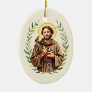 Saint Francis of Assisi God's Peace and Blessings Ceramic Tree Decoration