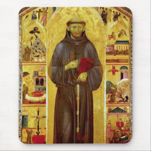 Saint Francis of Assisi Mediaeval Fine Art Icon Mouse Mat