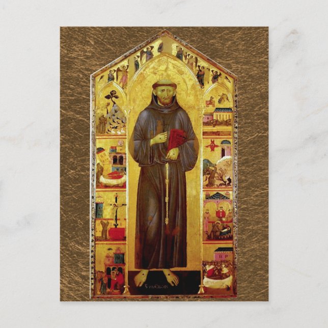 Saint Francis of Assisi Mediaeval Icon Postcard (Front)