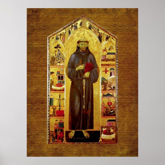 Saint Francis of Assisi Mediaeval Iconography Poster (Front)