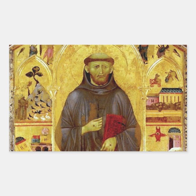 Saint Francis of Assisi Mediaeval Iconography Rectangular Sticker (Front)