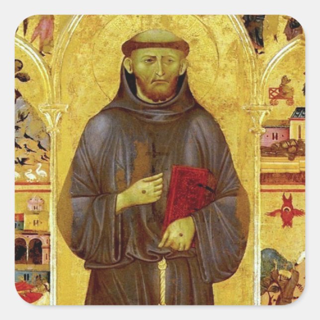 Saint Francis of Assisi Mediaeval Iconography Square Sticker (Front)