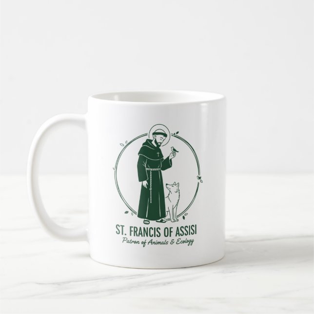 Saint Francis of Assisi: Patron of Animals Coffee Mug (Left)