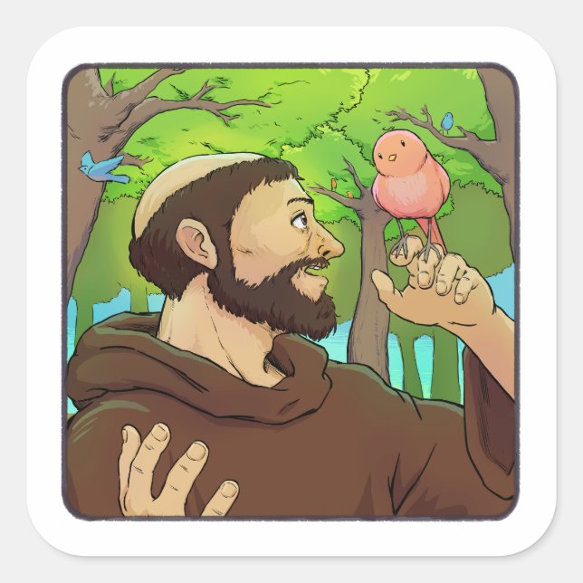 Saint Francis of Assisi Square Sticker (Front)