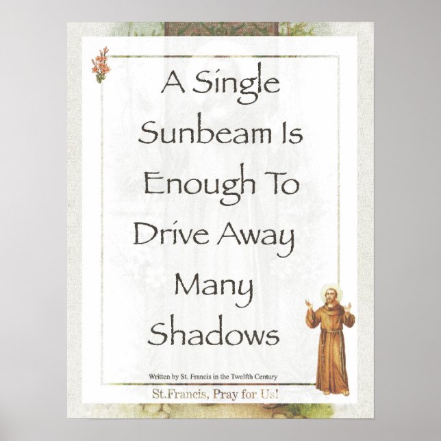 Saint Francis of Assisi Sunbeam PRAYER Poster (Front)