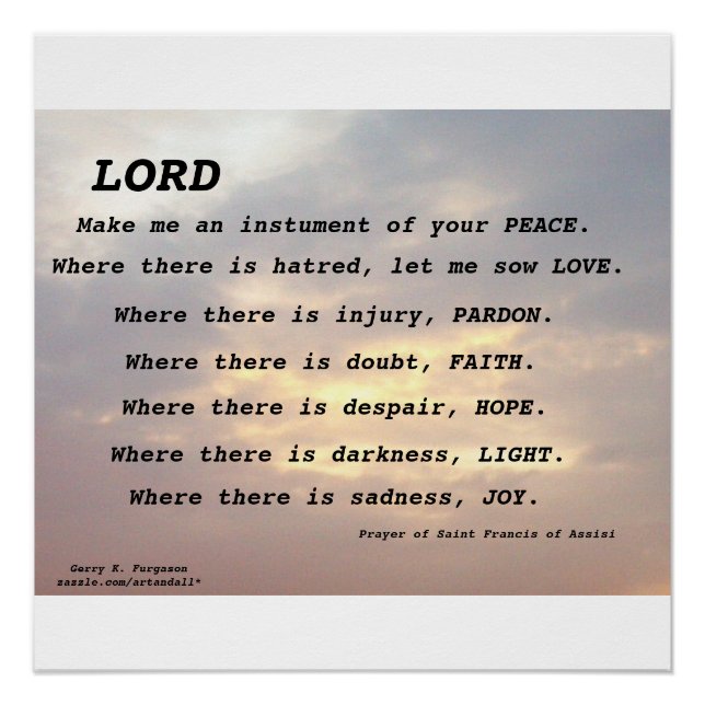 SAINT FRANCIS PRAYER GLOSSY POSTER (Front)