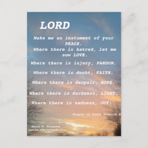 SAINT FRANCIS PRAYER POSTCARD