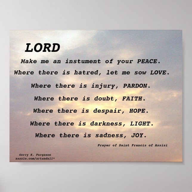 SAINT FRANCIS PRAYER POSTER (Front)