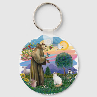 Saint Francis - Turkish Van cat Key Ring