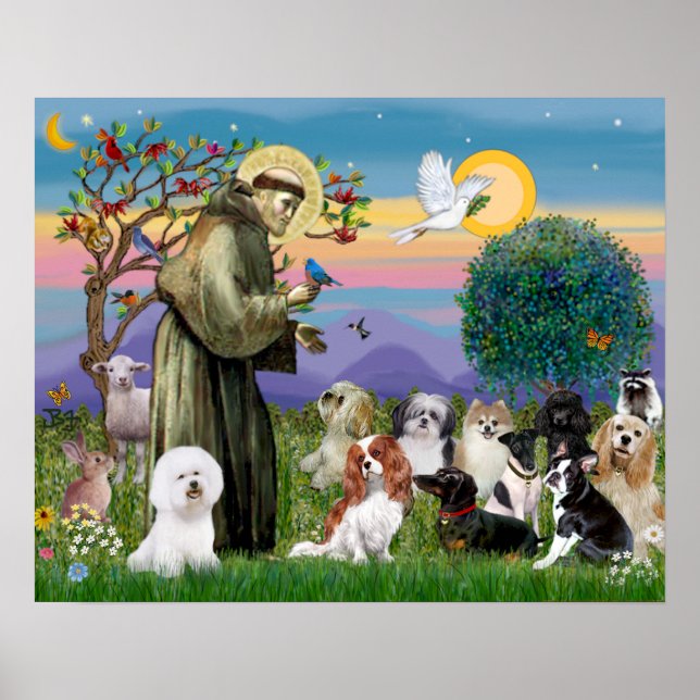 Saint Francis with 10 Dogs Poster (Front)