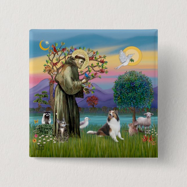 Saint Francis with Animals - custumizable 15 Cm Square Badge (Front)