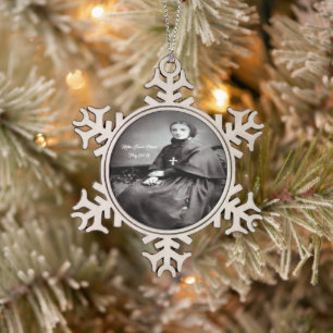 Saint Francis Xavier Cabrini Snowflake Pewter Christmas Ornament