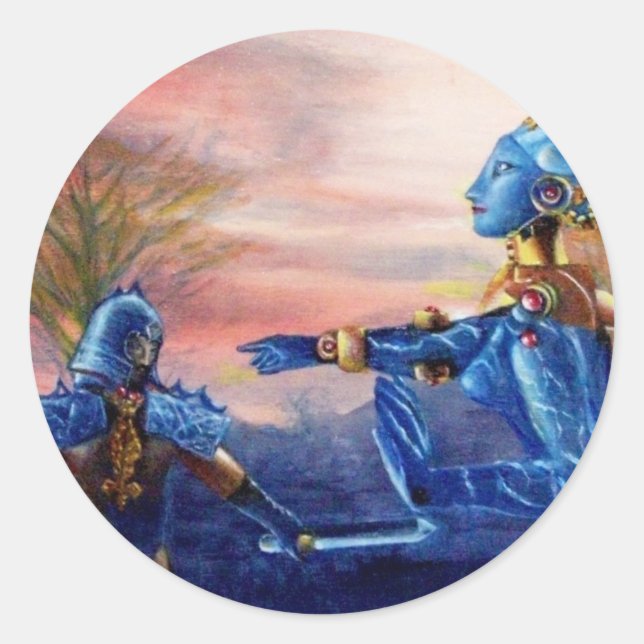 SAINT GEORGE AND ALIEN DRAGON CLASSIC ROUND STICKER (Front)