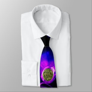 SAINT GEORGE AND DRAGON Blue Purple Fractal Rose Tie
