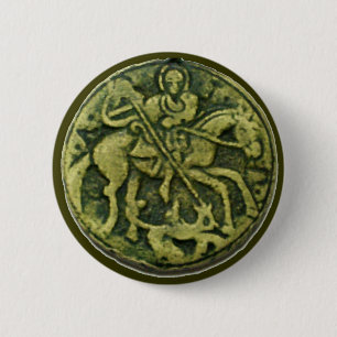SAINT GEORGE AND DRAGON MEDALLION 6 CM ROUND BADGE