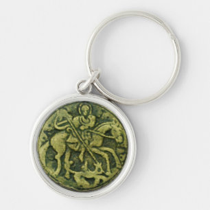 SAINT GEORGE AND DRAGON MEDALLION KEY RING