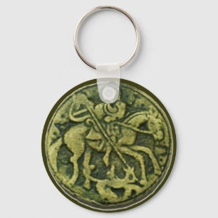 SAINT GEORGE AND DRAGON MEDALLION KEY RING