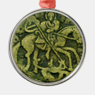 SAINT GEORGE AND DRAGON MEDALLION METAL TREE DECORATION