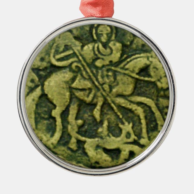 SAINT GEORGE AND DRAGON MEDALLION METAL TREE DECORATION (Front)