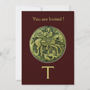 SAINT GEORGE AND DRAGON MEDALLION MONOGRAM ,brown Invitation
