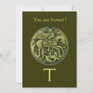 SAINT GEORGE AND DRAGON MEDALLION MONOGRAM INVITATION