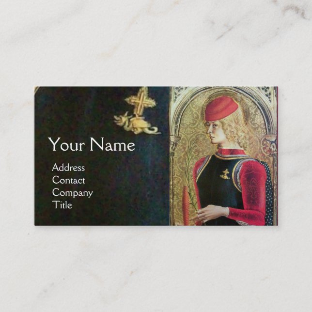 SAINT GEORGE AND DRAGON ,Red,Black,Gold Yellow Business Card (Front)