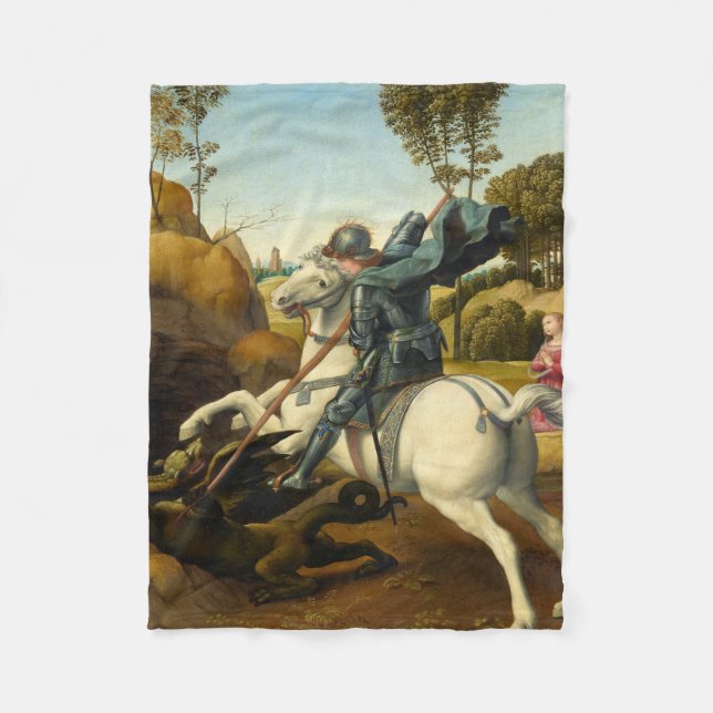 Saint George and the Dragon, 1506 by Raphael Fleece Blanket (Front)