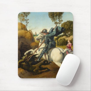 Saint George and the Dragon, 1506 by Raphael Mouse Mat