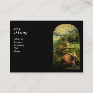 SAINT GEORGE AND THE DRAGON,black Business Card