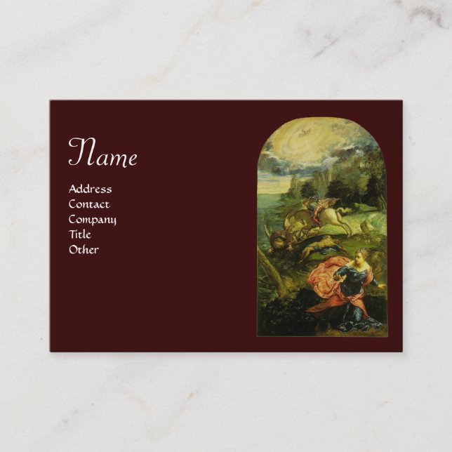 SAINT GEORGE AND THE DRAGON,brown green Business Card (Front)