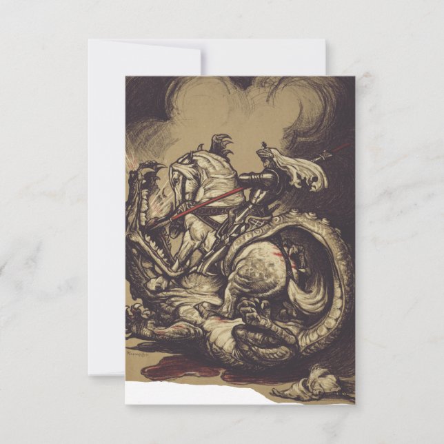 Saint George And The Dragon Holy Card (Front)
